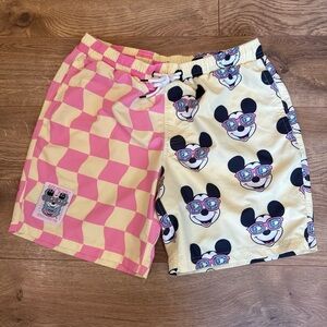 Neff x Disney Mickey Mouse Checkered Swim Trunks/Shorts - Men’s Size Medium